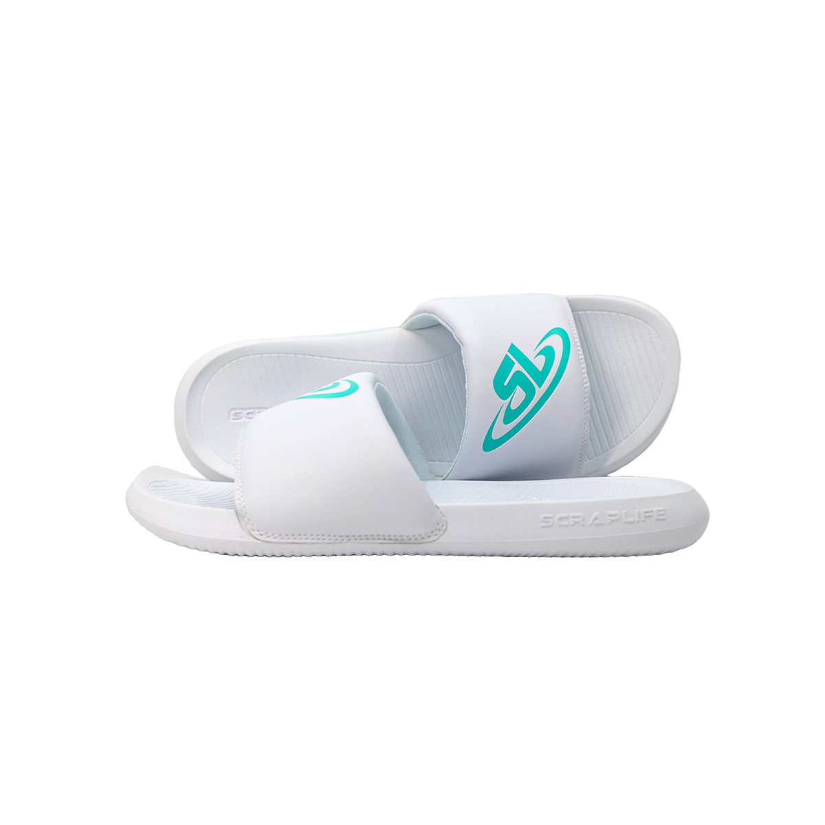 ScrapLife Wrestling Sport Slides in White/Tiffany - front view