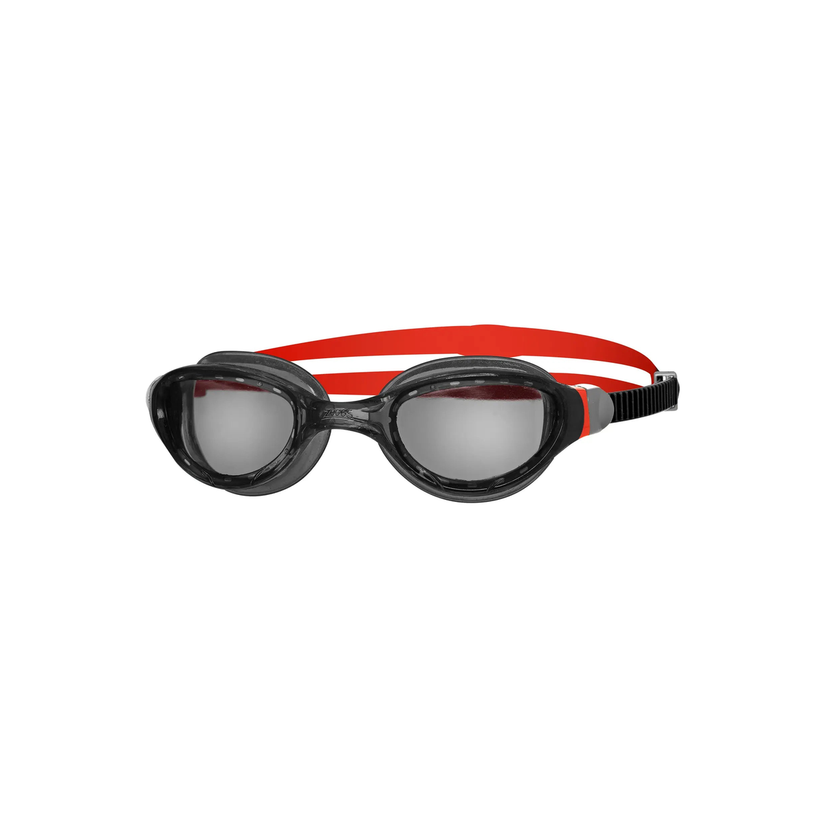 Zoggs Phantom 2.0 Swimming Goggles Clearer Vision Anti-Fog Quick Adjust in Black Red Tint Smoke - front