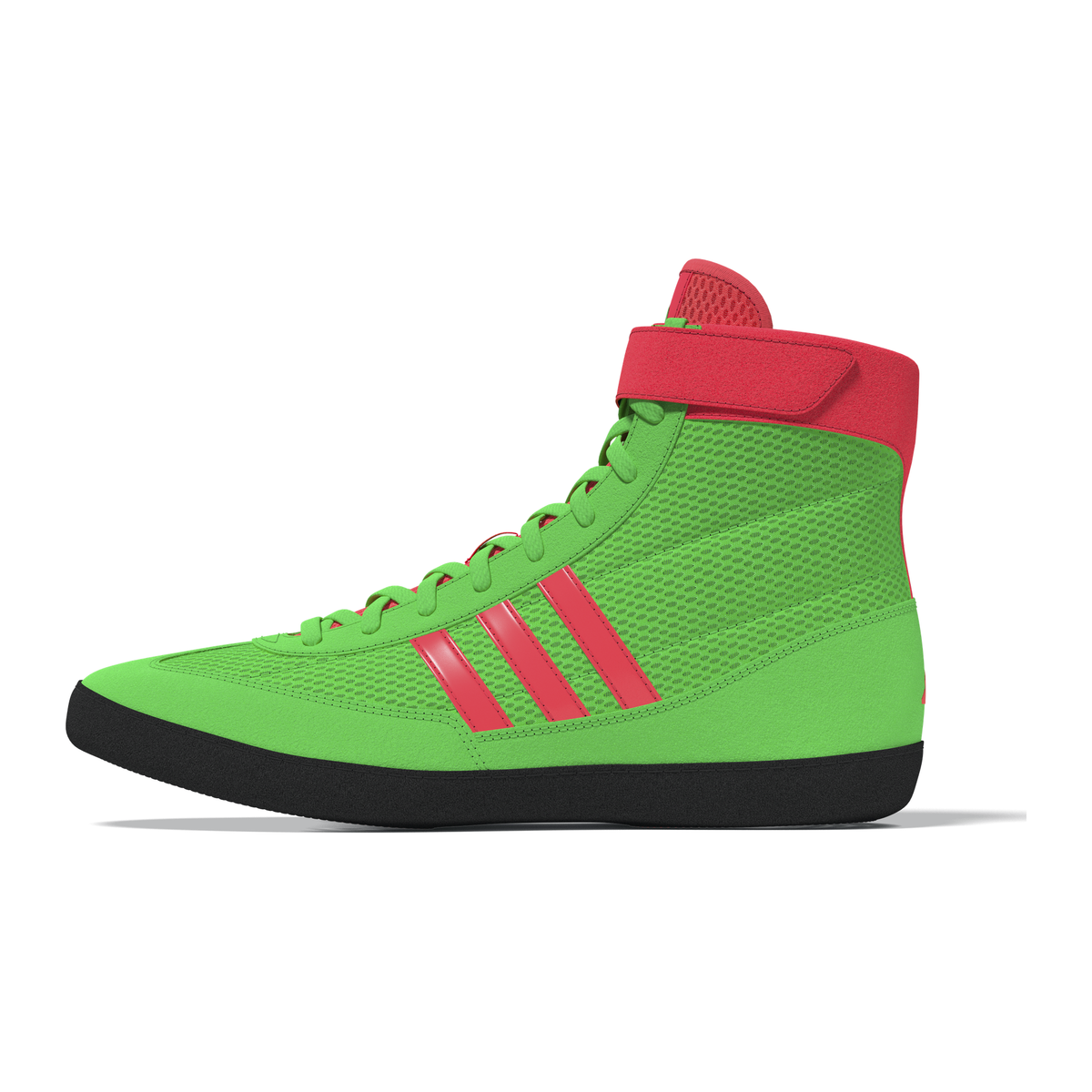Adidas Combat Speed 4 Screaming Green/Pink/Black Wrestling Shoes in Screaming Green/Pink/Black - side lateral view