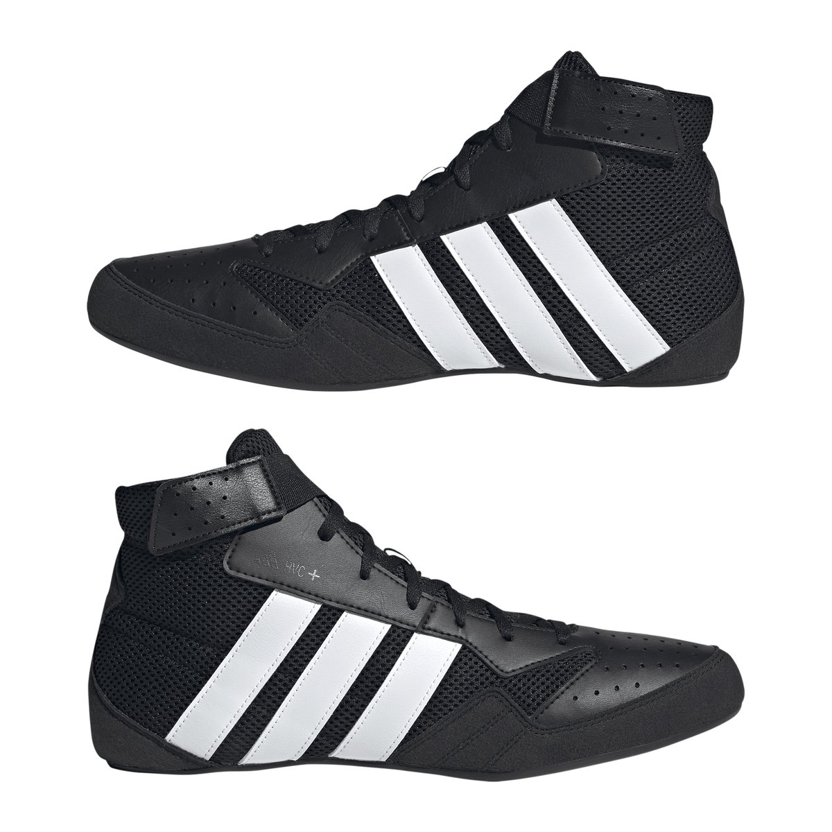 Adidas HVC Plus Black/White Wrestling Shoes in Black/White - pair view