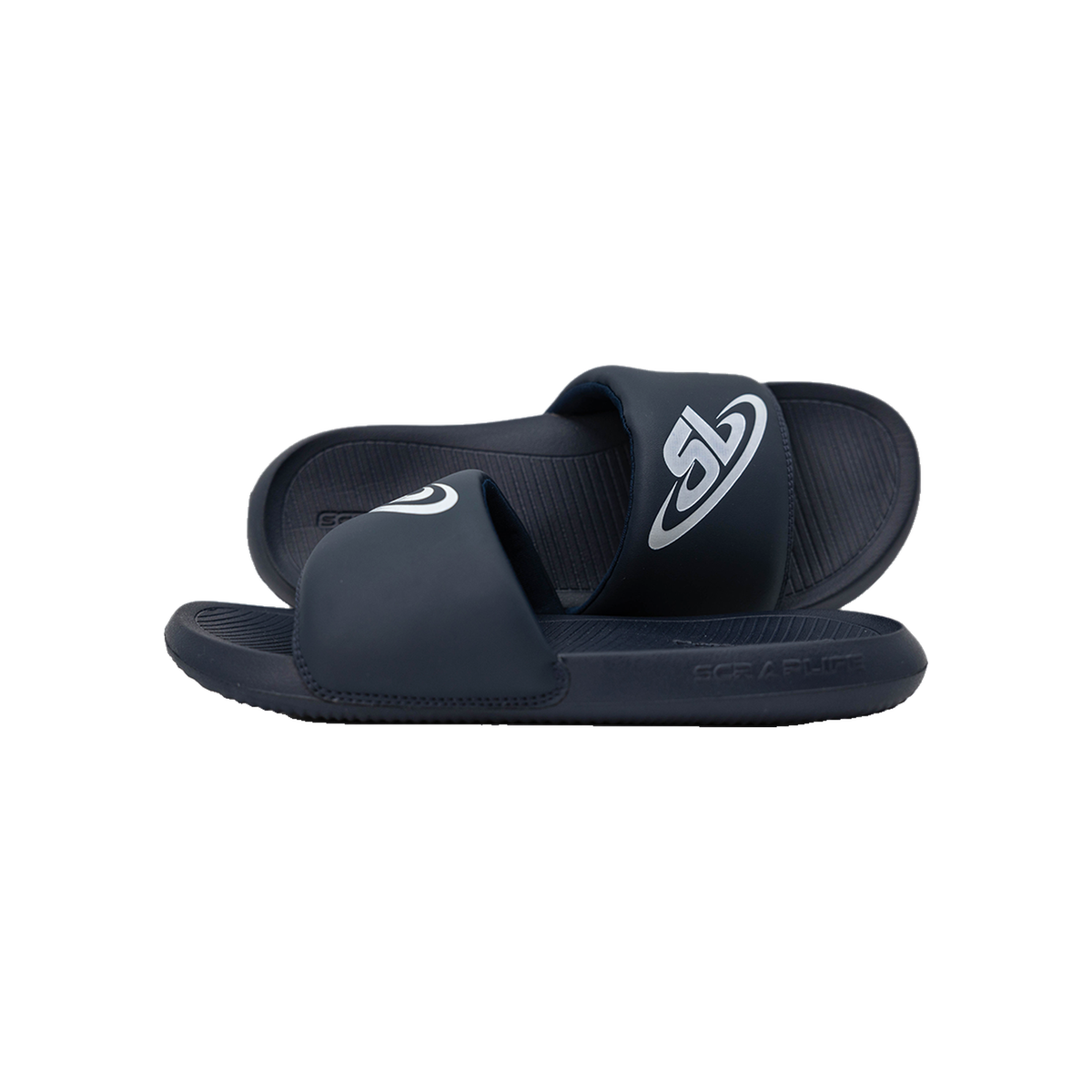 ScrapLife Wrestling Sport Slides in Navy/White - front view