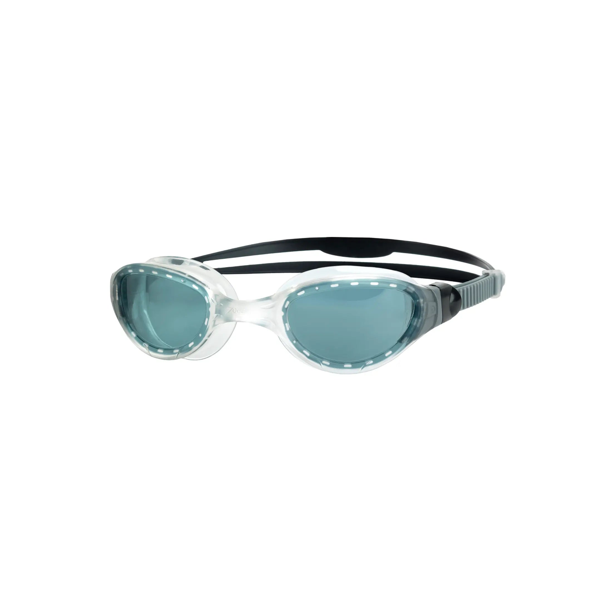 Zoggs Phantom 2.0 Swimming Goggles Clearer Vision Anti-Fog Quick Adjust in Clear Grey Tint Smoke - front
