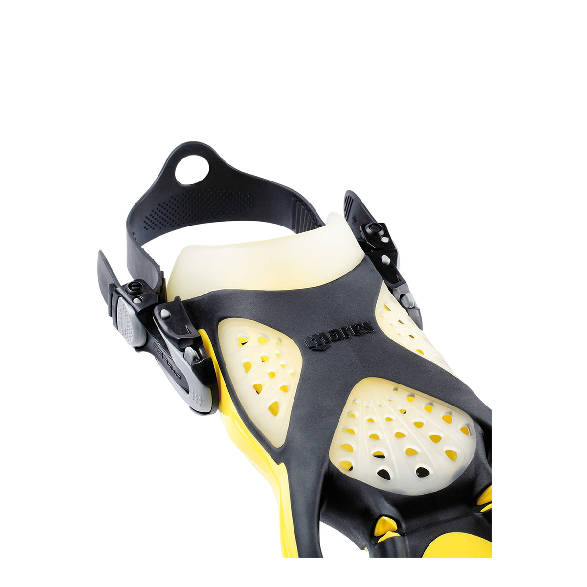 Mares X-Stream Diving Fins - 410019 YL Footpocket and strap detail