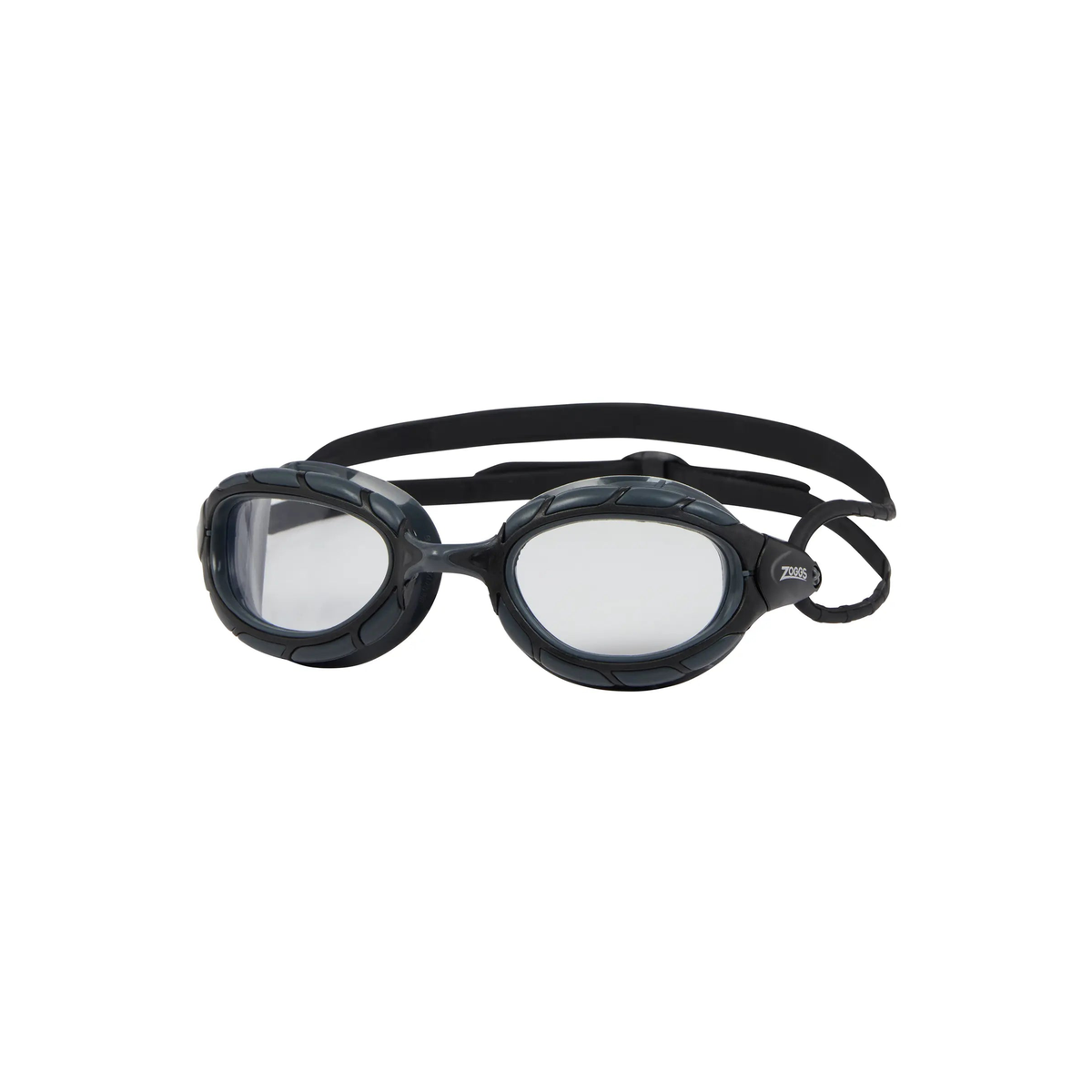Zoggs Predator Swimming Goggles Wiro Frame UV Protection Indoor Outdoor in Black Black Clear - front