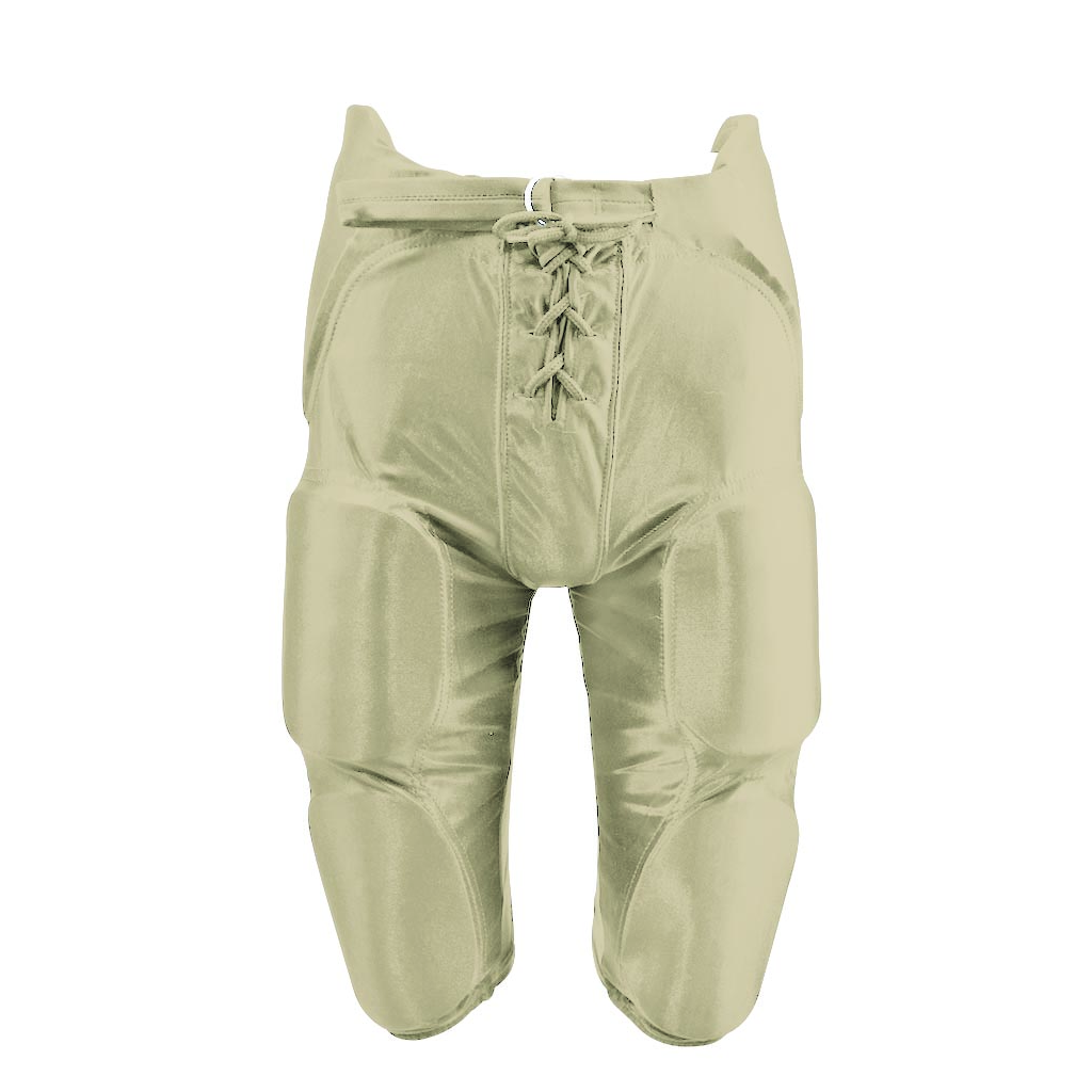 Martin Sports Integrated Dazzle Football Pants, 7 Pad Set Sewn In in Vegas Gold Adult 2XL - Front View