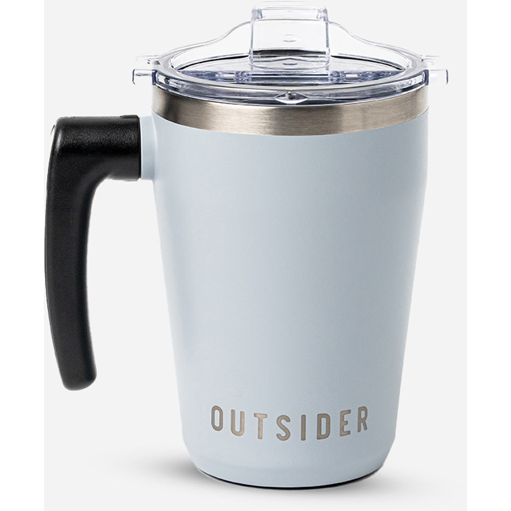 Outsider The AM Travel Mug in Light Grey - Front View