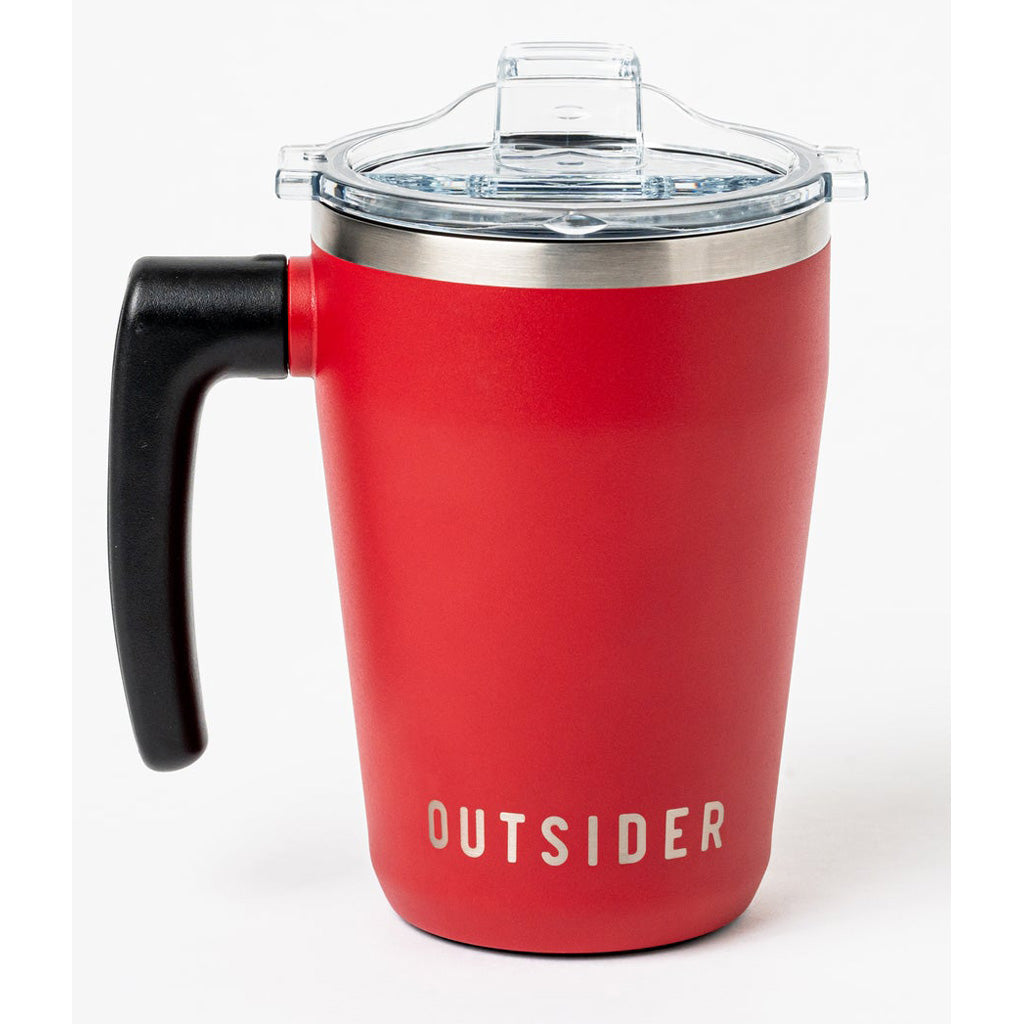 Outsider The AM Travel Mug in Crimson - Front View