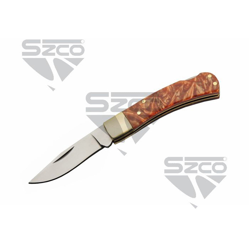 SZCO Red Clay Lockback Knife - Front View