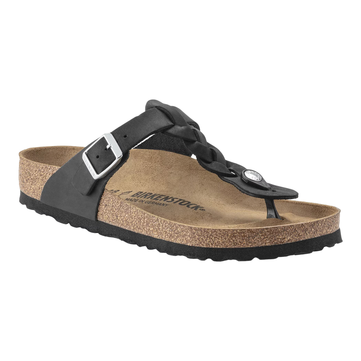 Birkenstock Gizeh Braided Oiled Leather Womens Sandals — Black