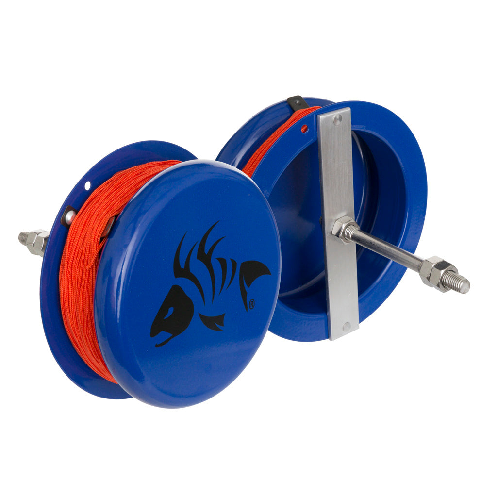 Fin-Finder Fin Finder Heavy Duty Drum Bowfishing Reel in Blue - Front View