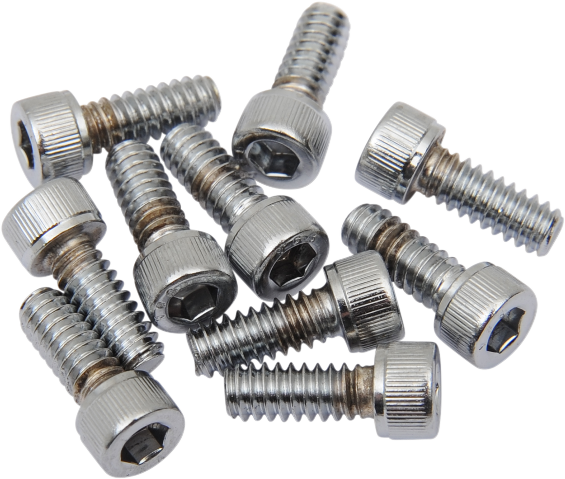 DRAG SPECIALTIES MPB193 Replacement Socket-Head Bolts - 10 Pack, Knurled and Coarse Thread, #10-24 x 5/8 inch