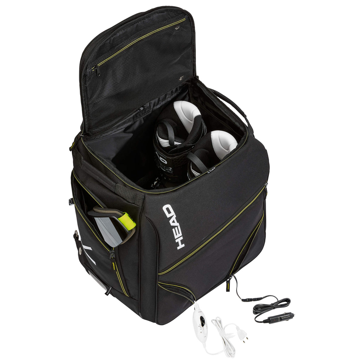 HEAD Heatable Ski Boot Bag, 120V, Black in Black - open view