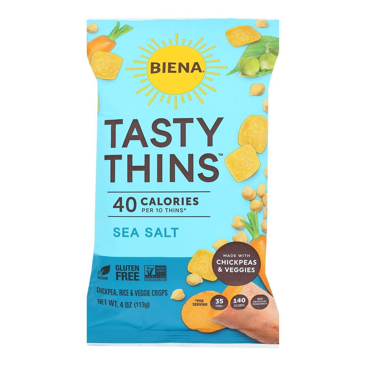 Biena LLC - Tasty Thins Sea Salt - 4 Oz - Case of 12