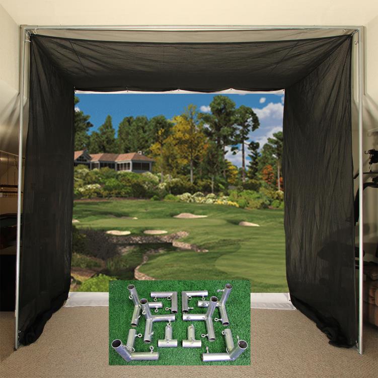 Cimarron 5x10x10 Tour Simulator Golf Net Frame Kit, 5x5 TeeLine Golf Mat, & Ball Tray - Alternate View 3