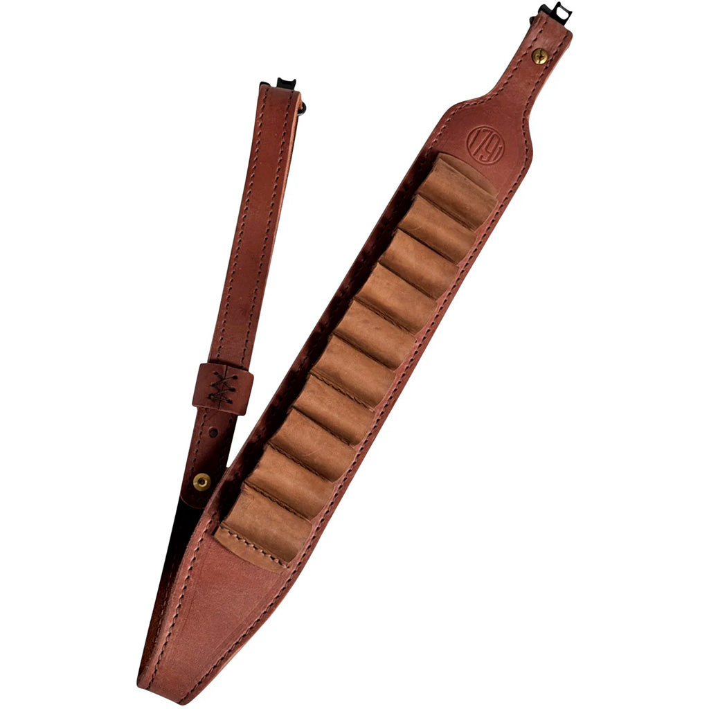 1791 Gunleather 1791 HUNT Ammo Sling in 12 ga. Brown Ambidextrous - Front View