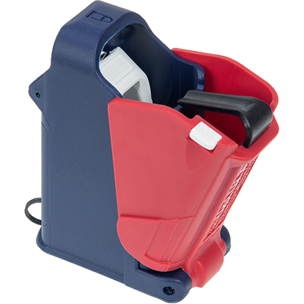 Maglula UpLola Pistol Mag Loader in Red/Blue - Front View