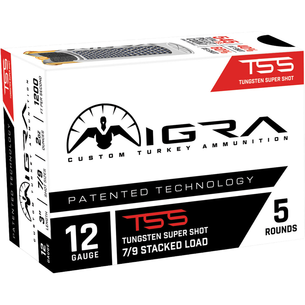 Migra Ammunitions Migra Hybrid Custom Turkey Shotgun Ammo in 12 ga. 3 in. 2 oz. Lead/Tungsten 5/9 Shot 5 rd. - Front View