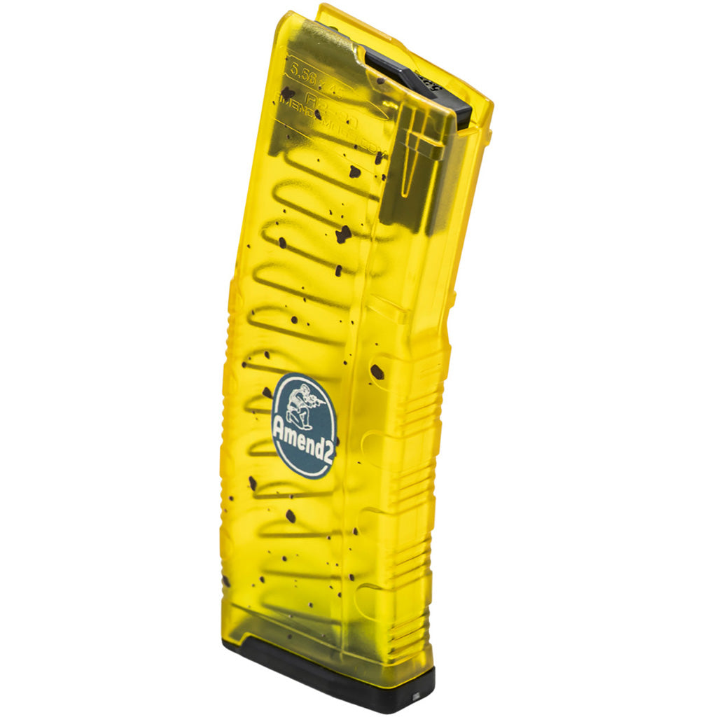 Amend2 AR-15 Mod C Magazine in 5.56/223 Translucent Yellow Banana 30 rd. - Front View