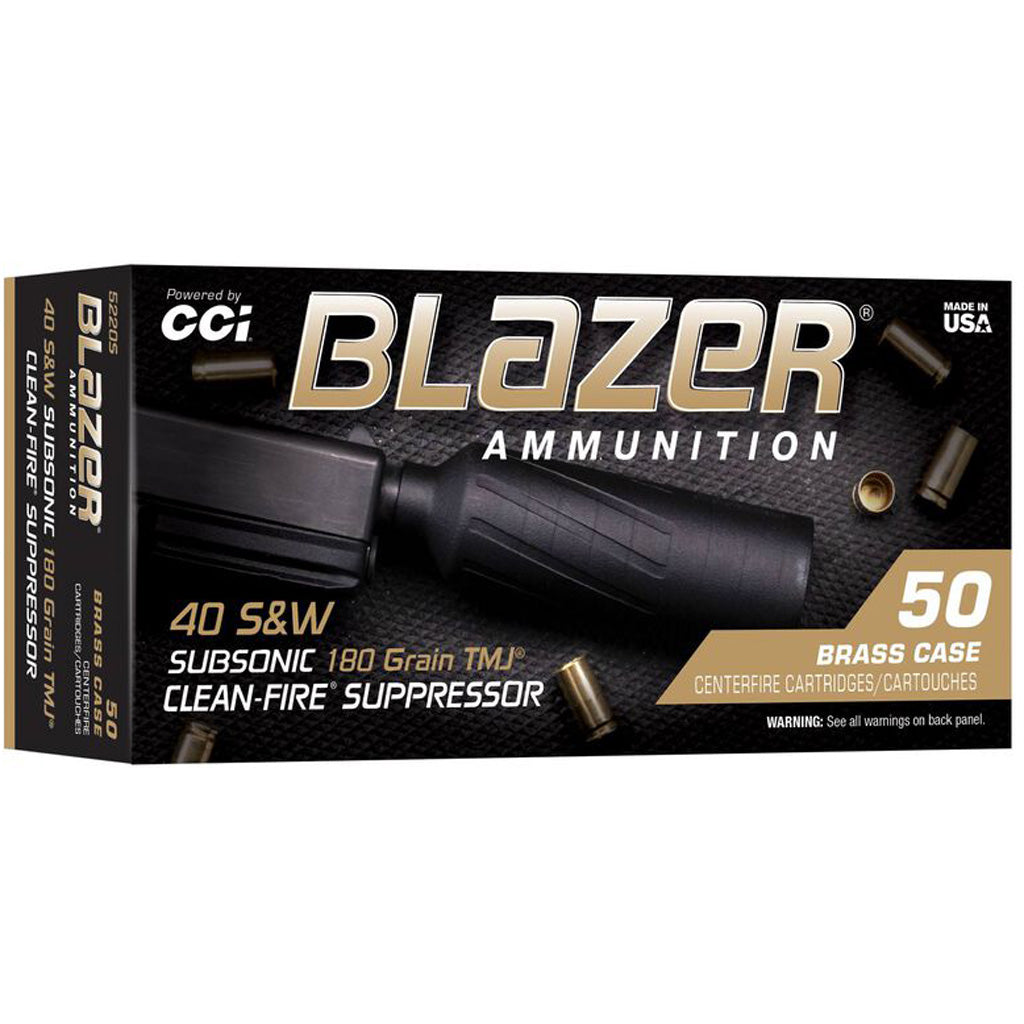 CCI Blazer Clean Fire Suppressor Pistol Ammo in 40 S&W 180 gr. TMJ 50 rd. - Front View