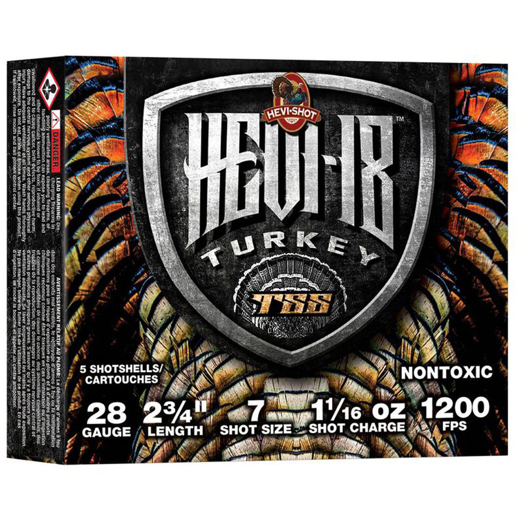 Hevi Shot Hevi 18 Blend TSS Shotgun Ammo in 28 ga. 2 3/4 in. 1 1/16oz. 7 Shot 5 rd. - Front View