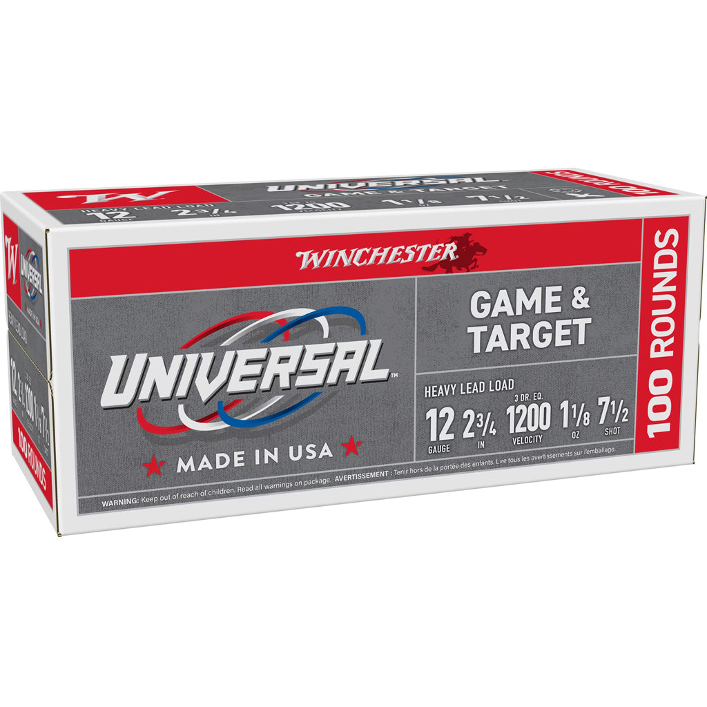 Winchester Universal Light Target Shotshell in 12 ga. 2 3/4 in. 1 1/8 oz. 7.5 Shot 100 rd. - Front View