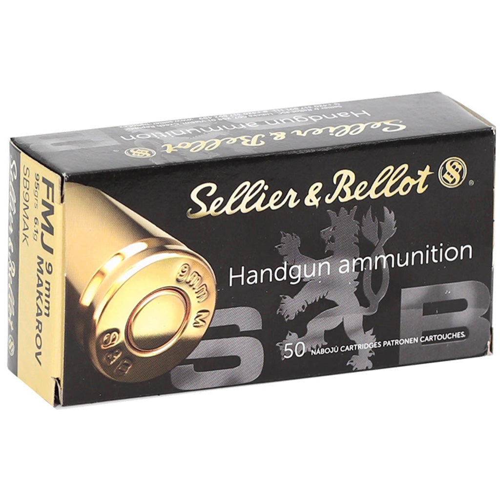Sellier & Bellot Pistol Ammo in 9mm Makarov 95 gr. FMJ 50 rd. - Front View
