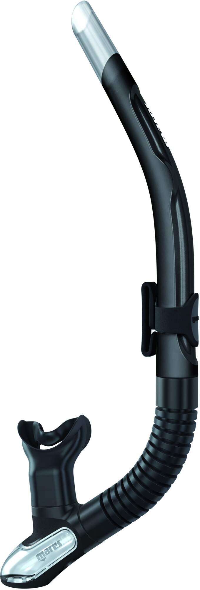 Mares Ergo Flex Snorkel with Purge Valve in Black - side view