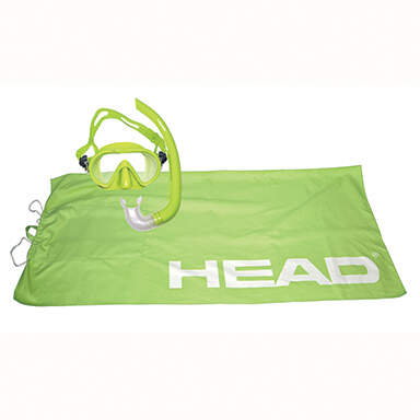 HEAD Adventure Junior Snorkel Combo with Backpack Towel in Lime - front view