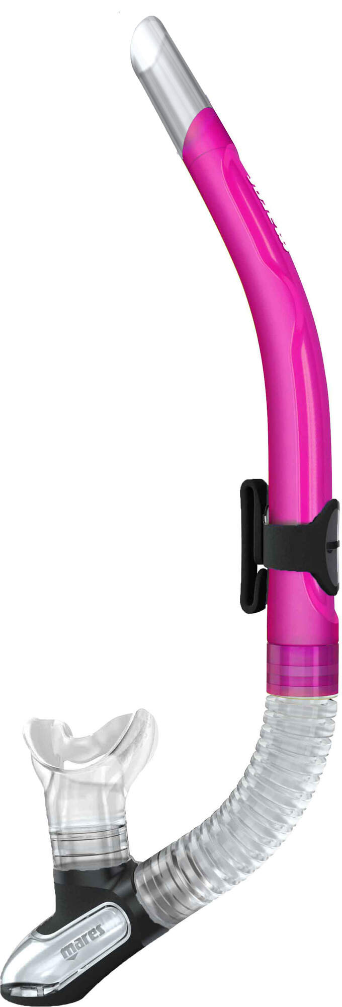 Mares Ergo Flex Snorkel with Purge Valve in Pink/Clear - side view
