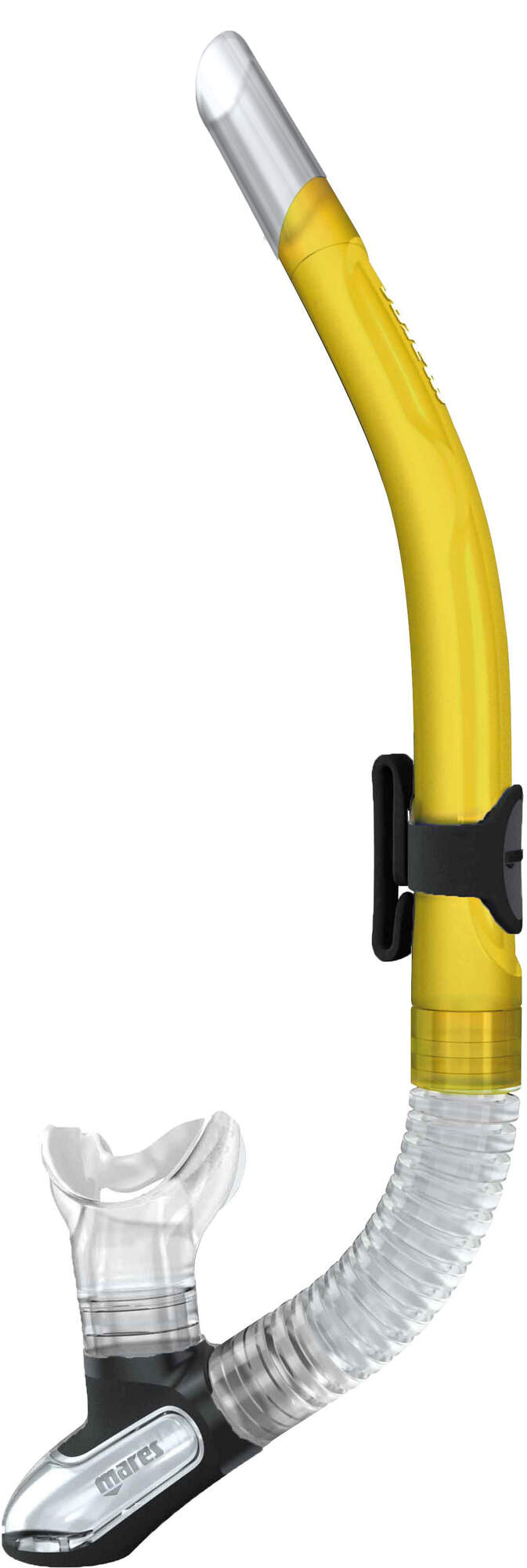 Mares Ergo Flex Snorkel with Purge Valve in Yellow/Clear - side view