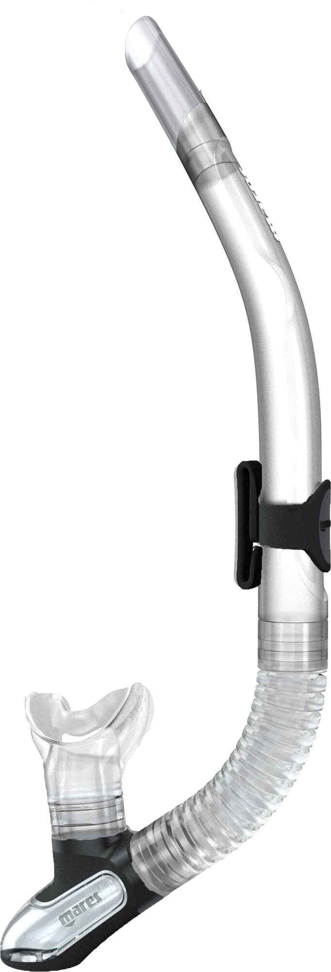 Mares Ergo Flex Snorkel with Purge Valve in Clear - side view