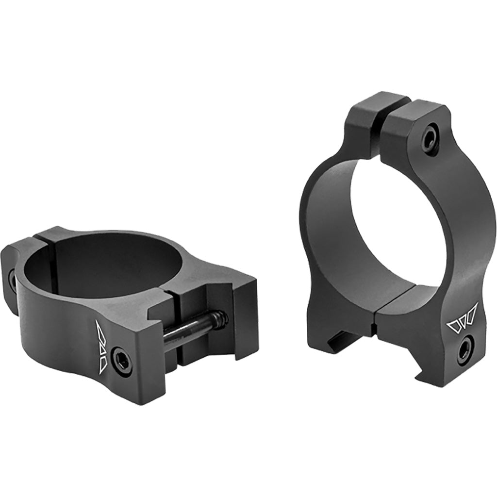 Warne Vapor Aluminum Scope Rings in Matte Black 30mm Low - Front View