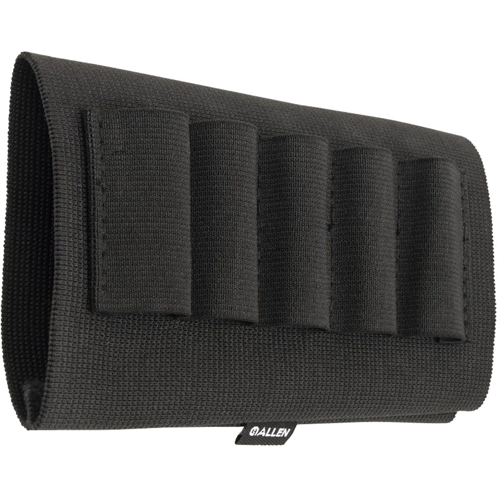 Allen Elastic Buttstock Shell Holder in Black for Shotguns - Front View