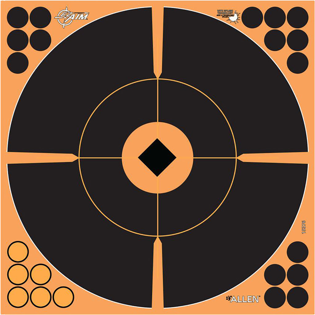 EzAim Splash Bullseye Adhesive Targets in with Crosshair Recticle - Front View