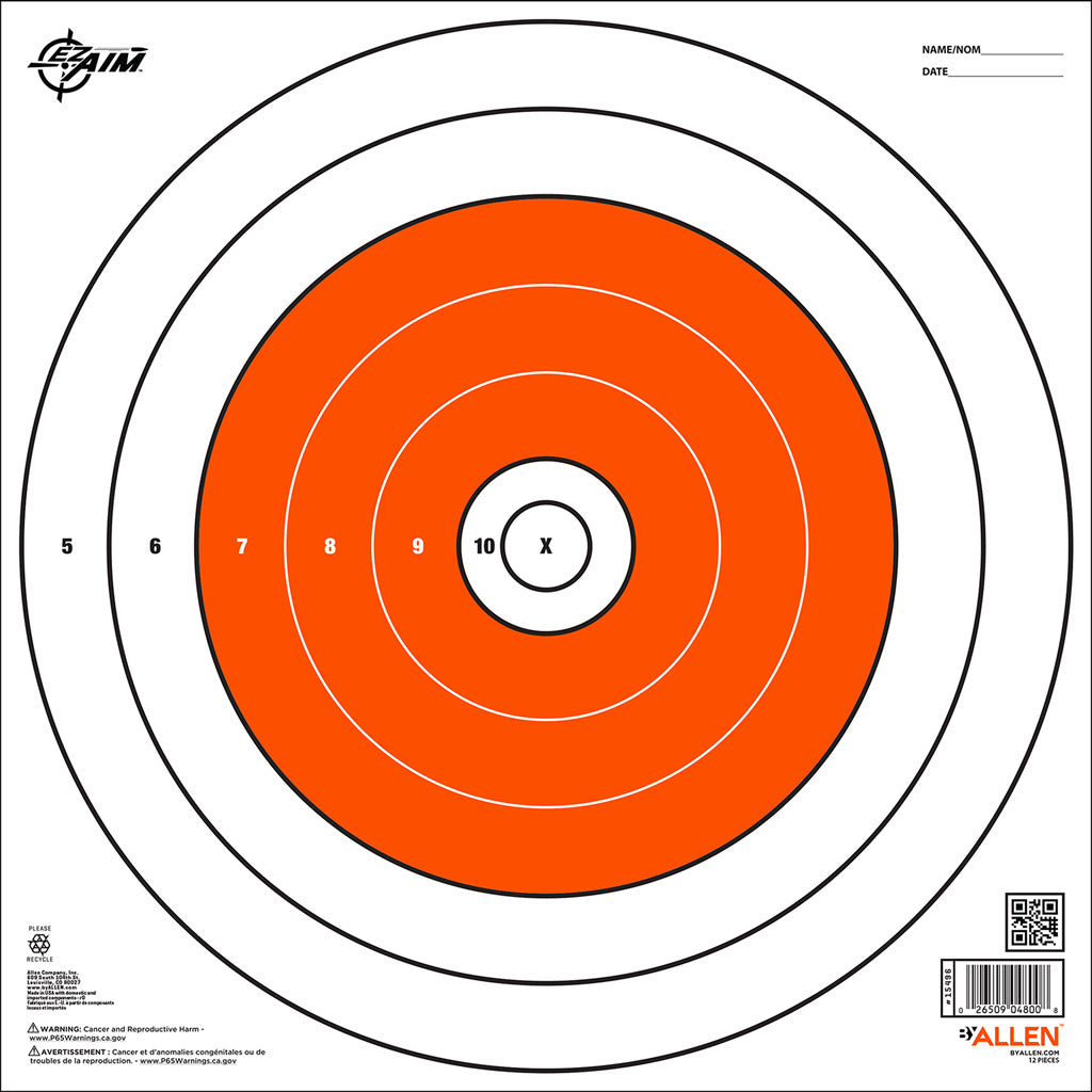 EzAim Bullseye Paper Targets - Front View