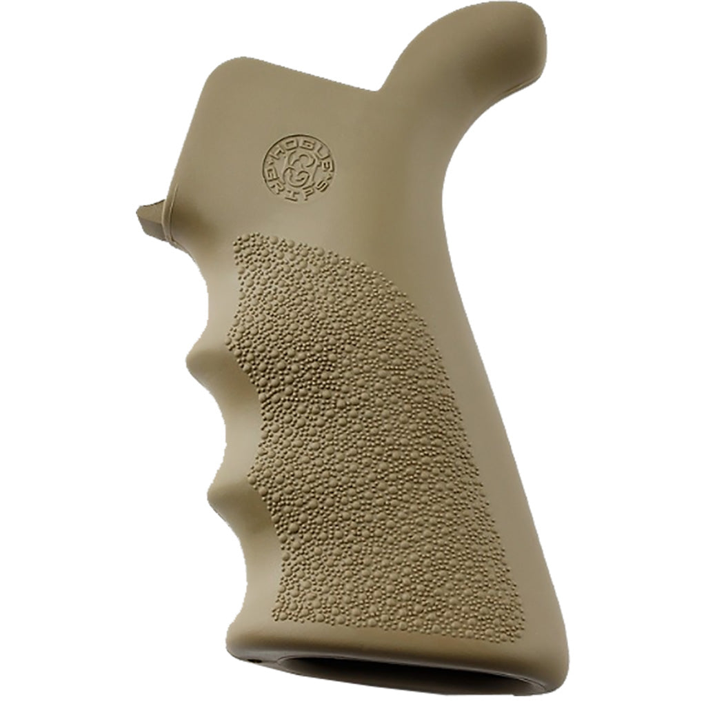 Hogue AR-15 Rubber Beavertail Grip in FDE w/ Finger Grooves - Front View
