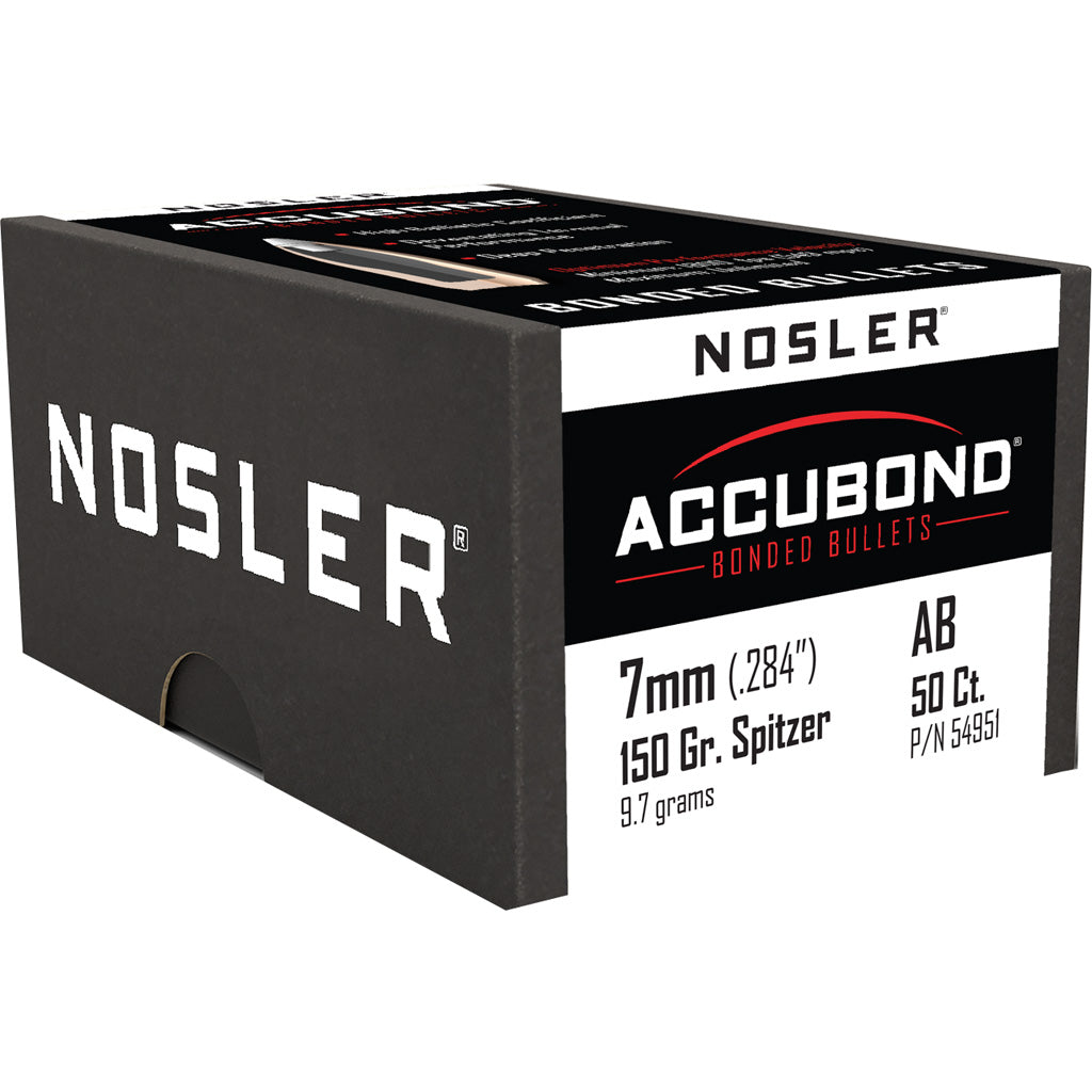 Nosler AccuBond Bullets in 7mm 150 gr. Spitzer Point 50 pk. - Front View