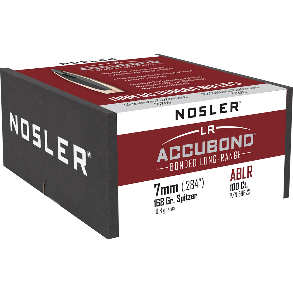 Nosler AccuBond Long Range Bullets in 7mm 168 gr. Spitzer Point 100 pk. - Front View