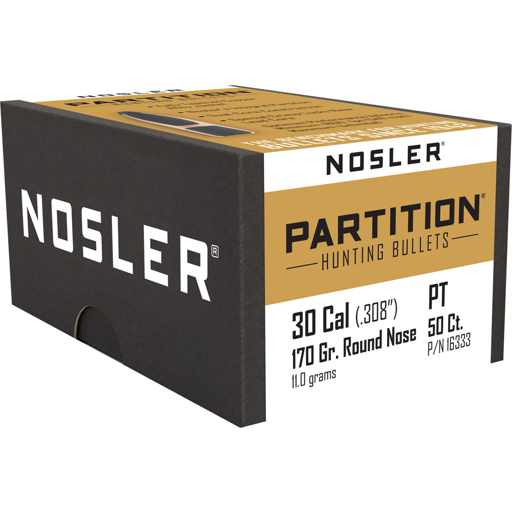 Nosler Partition Bullets in .30 Cal. 170 gr. Round Nose 50 pk. - Front View