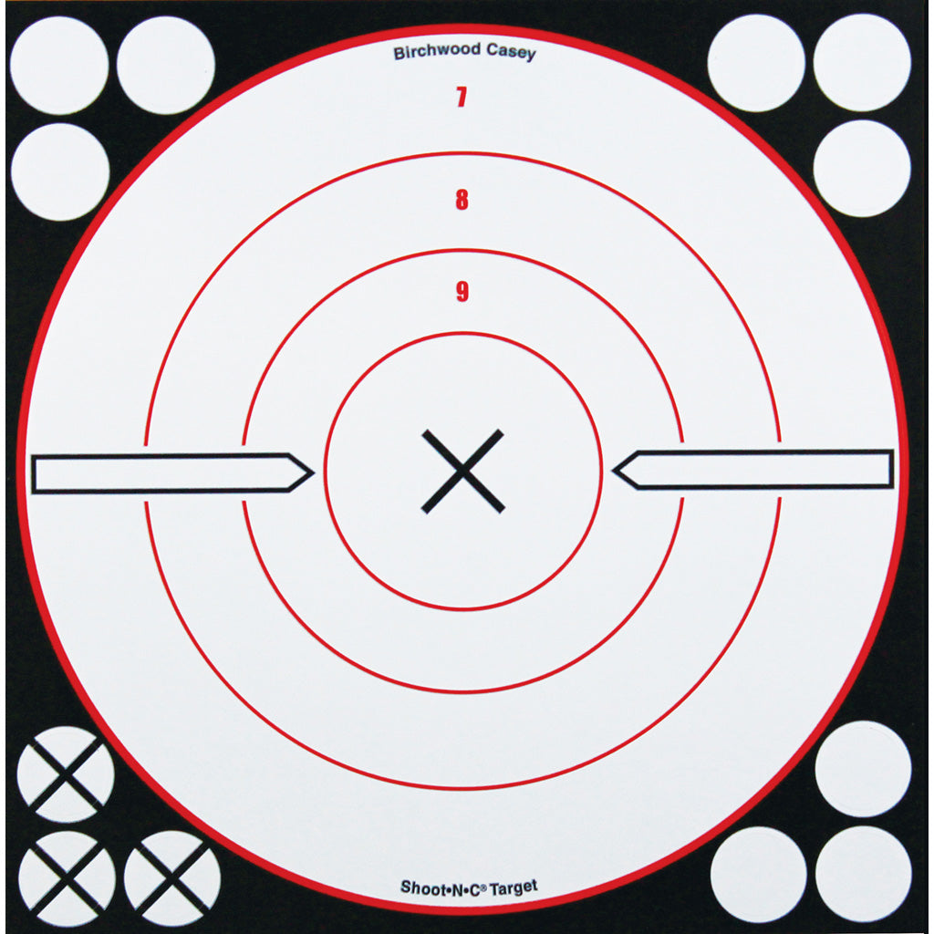 Birchwood Casey Shoot-N-C Target in 8 in. Black/White X-Bull 6 pk. - Front View