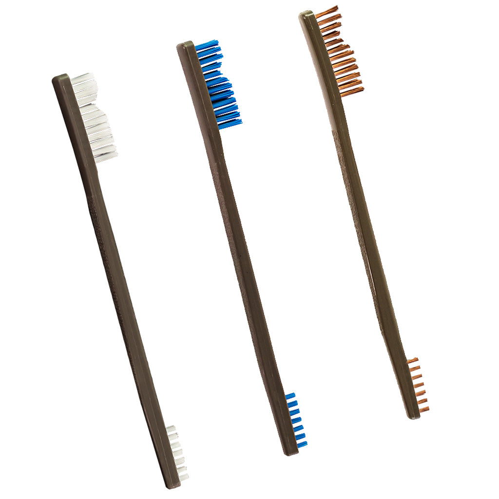 Otis All Purpose Brushes in Nylon/Blue Nylon/Bronze 3 pk. - Front View