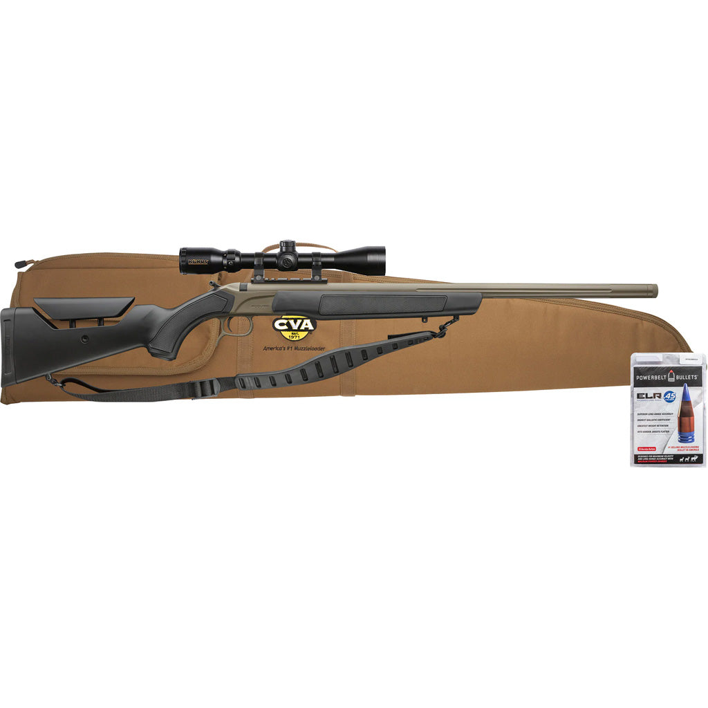 CVA Accura LR-X Muzzleloader Package in 45 Cal/285 ELR 30 in. FDE/Black w/Scope - Front View