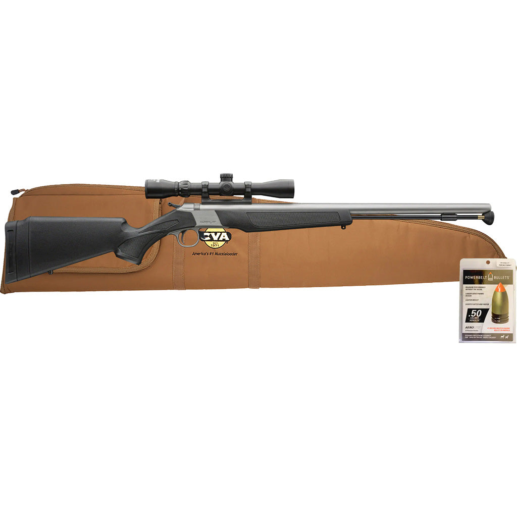 CVA Wolf V2 Muzzleloader Package in Stainless/Black - Front View
