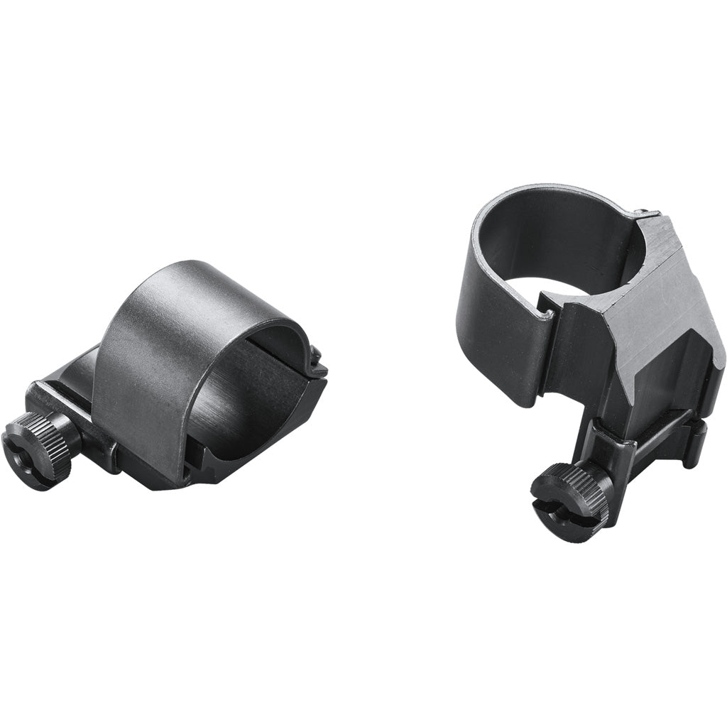 Weaver Classic Detachable Extended Rings in Matte Black 1" Medium Top Mount Dual EXT Clam Pack - Front View