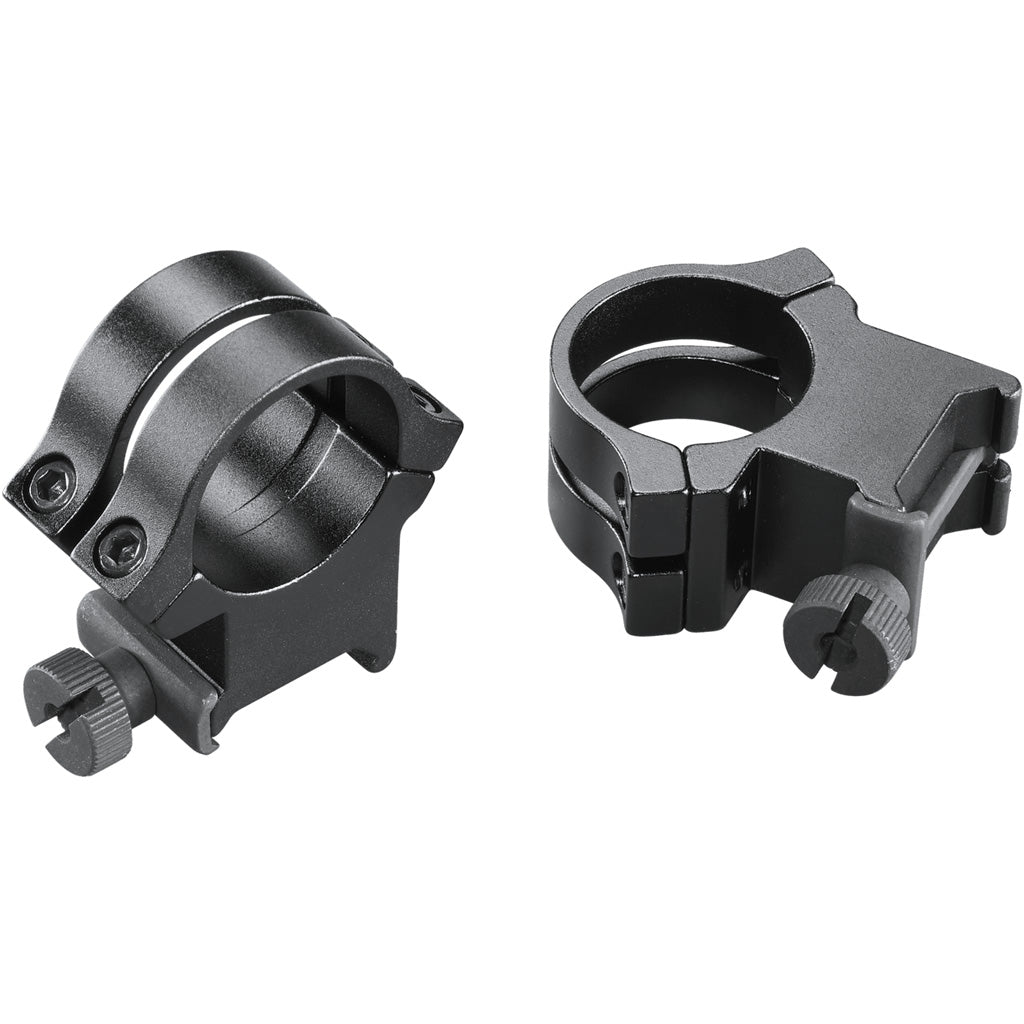 Weaver Classic Quad Lock Detachable Rings in Matte Black 1" XHigh Clamshell Pack - Front View