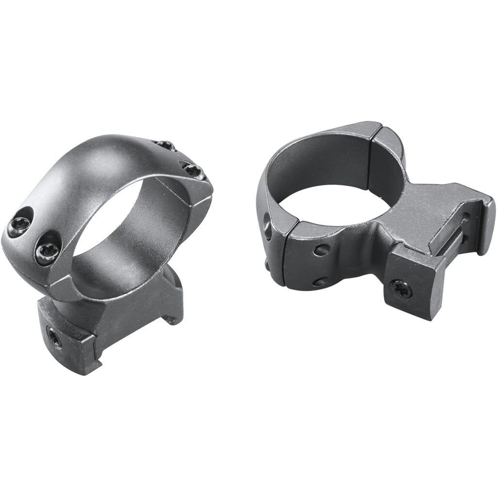 Weaver Grand Slam Steel Rings in Matte Black 30mm High Clamshell Pack - Front View