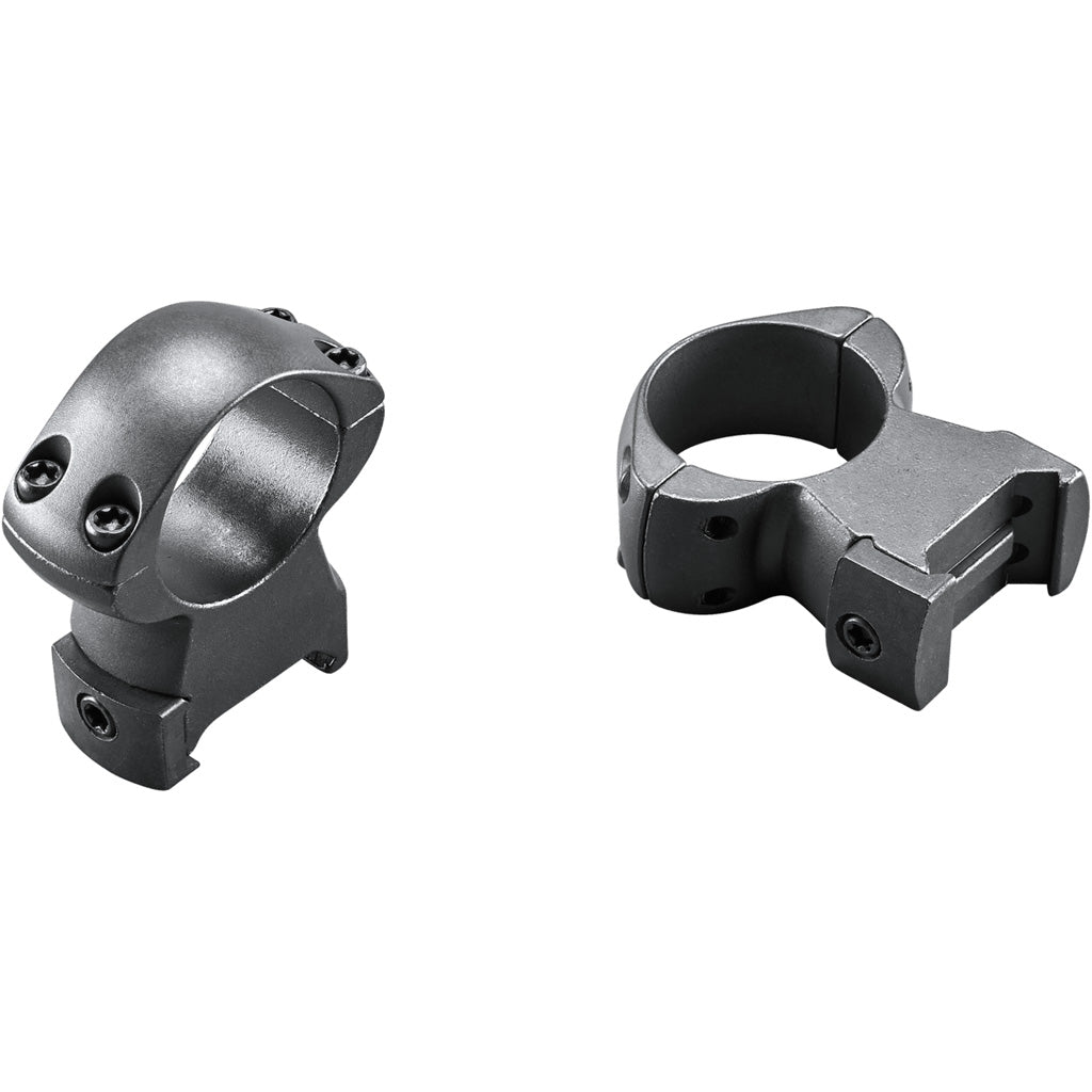 Weaver Grand Slam Steel Rings in Matte Black 1" XHigh Clamshell Pack - Front View