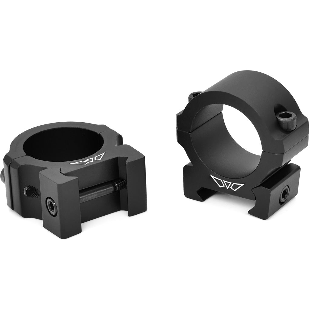 Warne Vapor Horizontal Aluminum Rings in Matte Black 1 in. Medium - Front View