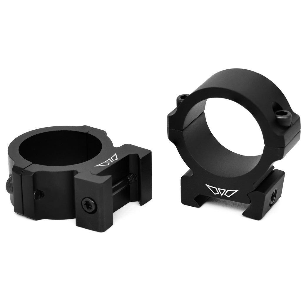 Warne Vapor Horizontal Aluminum Rings in Matte Black 30mm Medium - Front View