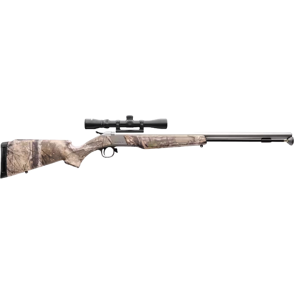 CVA Wolf V2 Muzzleloader Package in Stainless/Realtree APX Camo - Front View